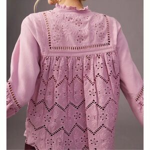 Anthropologie Forever That Girl Purple Cotton Eyelet Sweatshirt